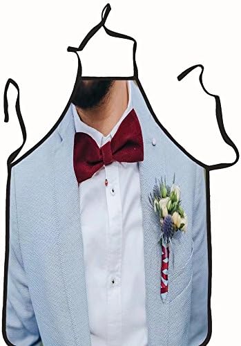 chanrancase tailored apron the groom in a blue jacket and white shirt wi Children, unisex kitchen apron, adjustable neck for barbecue 17.7x26.6+10.2(neck) INCH