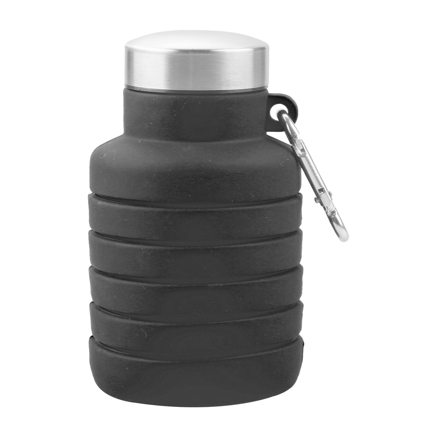 Luckious Collapsible Water Bottle: Silicone Travel Essential, Foldable Gym Bottle, Leak-proof Hiking Accessories - Available in Orange or Gray