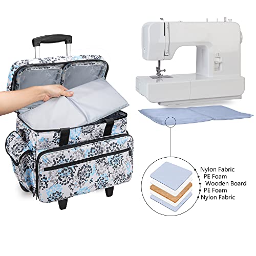 Teamoy Sewing Machine Case on Wheels, Rolling Sewing Machine Tote with
