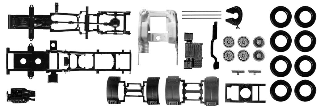herpa 082433 082433-tractor Chassis Scania R, 3 axles, Contains 2 Parts
