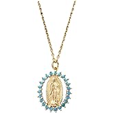 Our Lady of Guadalupe Necklace – Turquoise Beads – Virgin Mary Necklace for Women – Religious Catholic Jewelry, Faith Gift, Baptism, Confirmation or Communion Gift