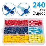 Kuject 240Pcs T Tap Wire Connectors, 24-10 AWG Quick Splice Electric Wire Terminals, Self-Stripping Insulated Male Quick Disconnect Spade Terminals Assortment Kit with Case