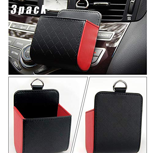 ANYURAN Car Vent Storage Box, Mobile Phone Bag, Storage Bag, Multi-Function Glove Box, Suitable for Most Models (Black Beige Orange Gray Red)
