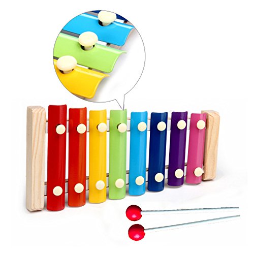 Wooden Xylophone for Kids, OMGOD Colorful 8 Tones Hand Knock Glockenspiel Metal Keys Best Birthday Gift Idea for your Mini Musicians, Perfectly Musical Toy Tuned Instrument for Toddlers Girl Boy Child - Thumbnail 5