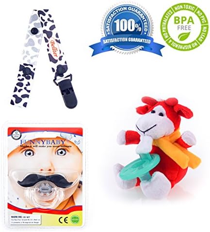 Infant Pacifier - Red Newest Baby Plush Toys Baby and Mustache-Pacifier Clip TOYS - Pacifier Holder-Best Baby Gift