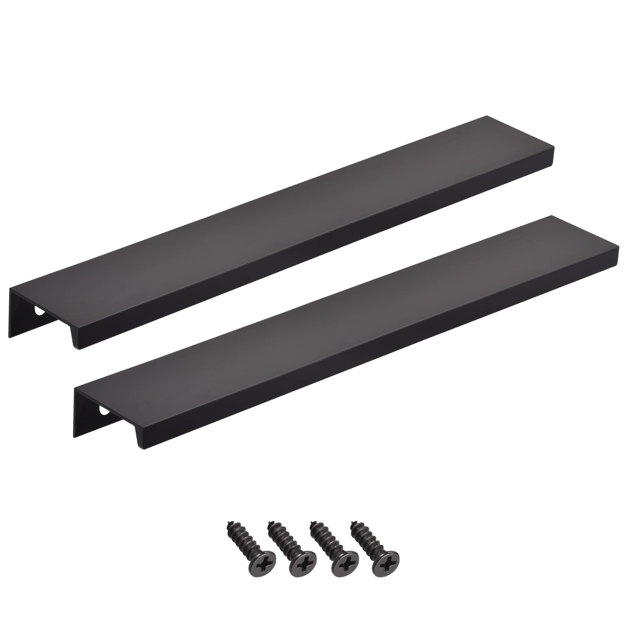 sourcing map Edge Pull Handle 300mm/11.8 Inch Aluminum Alloy Cabinet Drawer Pull Black 2 Pcs