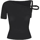 Starrylion Womens Stretch Twisted Top Double Lined Fashion Tops for Women Trendy Crop Top
