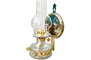 Singring Wall-Mounted Oil Lamp Retro Kerosene Oil Lights Vintage Glass Hanging Oil Lantern with Glass Mirror for Kitchen Indoor Use