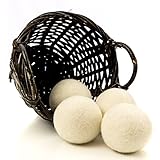 Wool Dryer Balls, 4-Pack - Natural Fabric Softener - Ecofriendly & Organic - Reusable Dryer Sheets for Infants - Soft and Gentle on Clothes & Skin