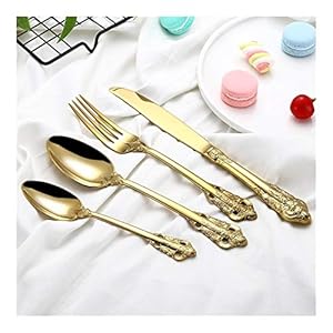 Luxe Gouden Reeks van het Bestek 304 roestvrij staal serviezen Western Bestek Silverware Servies Sets Diner mes vork…
