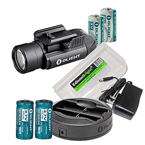 Olight PL-2 (PL2) 1200 lumen LED pistol light rechargeable kit with EdisonBright battery carry case bundle