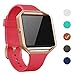 NaHai Compatible Fitbit Blaze Slim Bands with Frame, TPU Replacement Sport Strap with Rose Gold Frame for Fitbit Blaze Smart Fitness Watch, Large Small