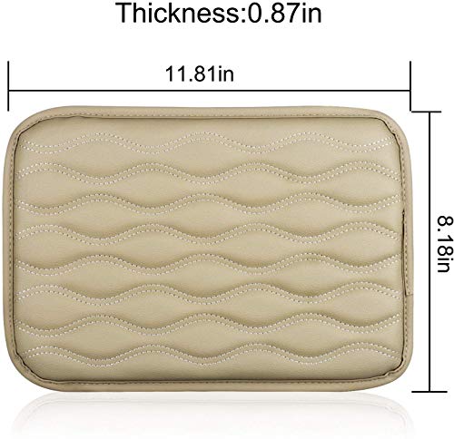 Linkhood Universal Center Console Leather Pad, Waterproof Car Armrest Seat Box Cover Protector for Most Vehicle, SUV, Truck, Car (Beige)