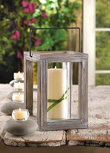 Candleholders Lanterns Country Decor Weathered Wooden Garden Candle Lantern Wood,Glass,Iron