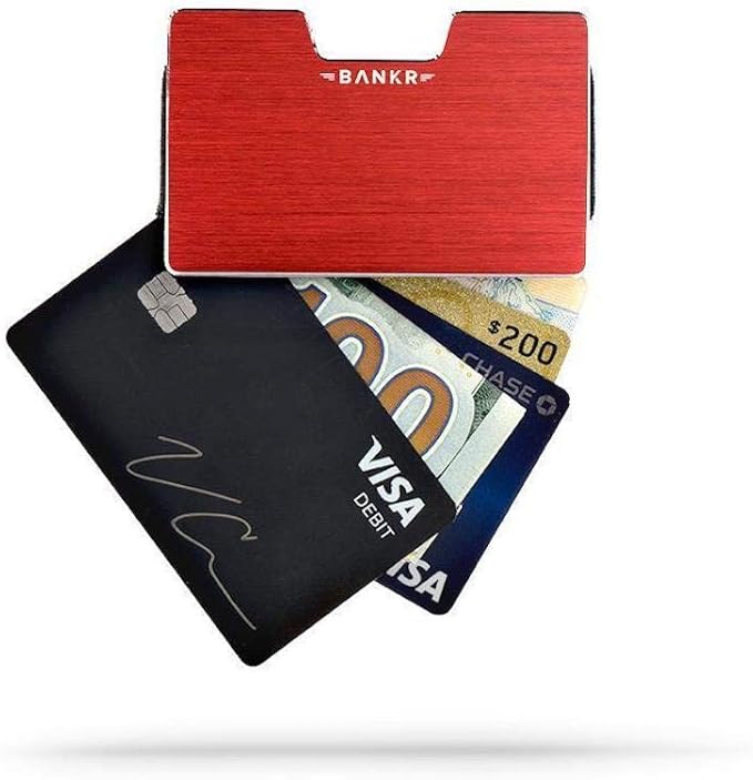 Amazon Co Jp Bankr メンズ 財布 クレジットカード25枚と紙幣枚を収納 Rfidブロック マネークリップ付き Us サイズ Small カラー レッド 文房具 オフィス用品