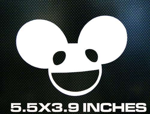 DEADMAU5 MOUSE HEAD FULL FRONT VIEW 5.5" WHITE Vinyl Decal Window Sticker for Laptop, Ipad, Window, Wall, Car, Truck, Motorcycle