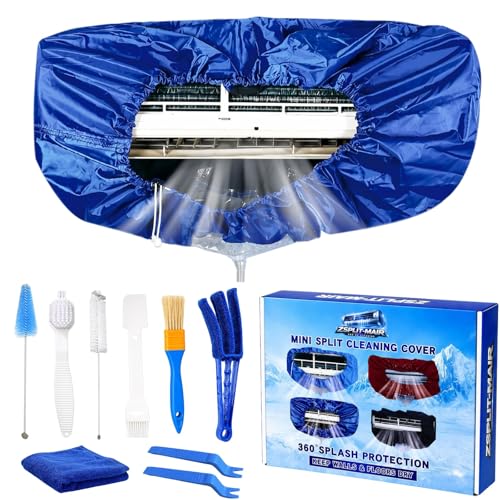 ZSPLIT-MAIR Kit pulizia condizionatore 360° professionale per climatizzatore split e condizionatori a parete, telo pulizia con accessori per una pulizia facile in casa (Blu Scuro, XL)