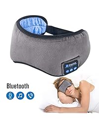 Máscara de ojos inalámbrica Bluetooth para auriculares para dormir   Homder Auriculares Cinta para dormir para dormir Altavoces incorporados Micrófono Manos libres Ajustable (gris)