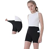 kowlion Girls Biker Shorts Kids Yoga Shorts High Waisted Spandex Athletic Running Volleyball Shorts with Pockets