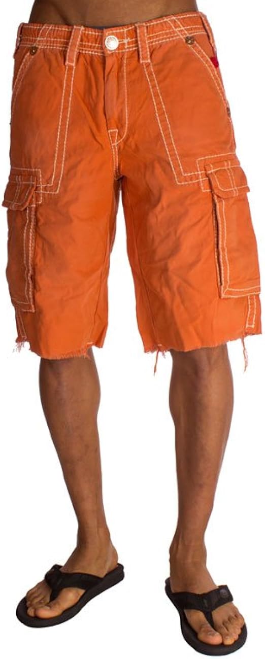 orange true religion shorts