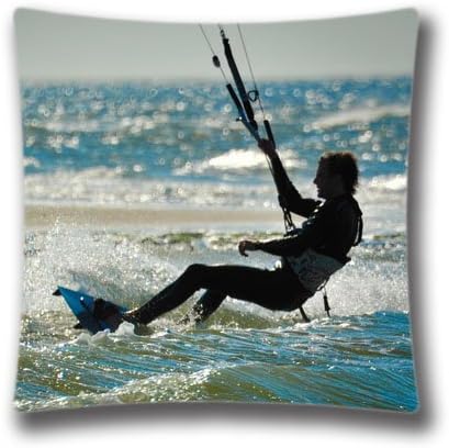 Kite Surfing Renesse Zeeland Throw Pillow Case Decor Cushion Covers Square 18" x 18" Inch Cotton Blend Polyester
