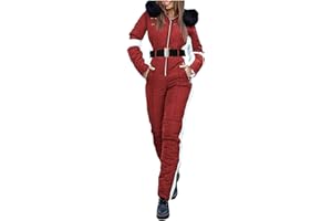 WQHNME Ski Suit for Women One Piece Snowsuit Waterproof Insulated Outdoor Sports Ski Jumpsuit Winter Snow Jackets Thermal Suit