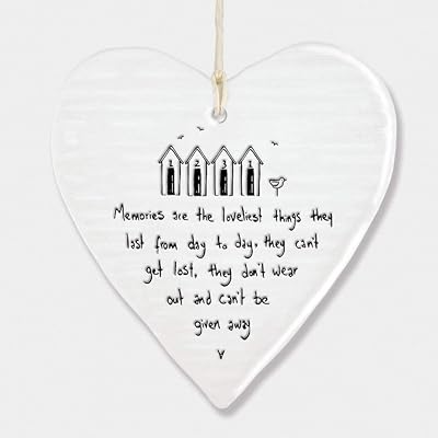 East of India Memories Wobbly Hanging Heart Porcelain Ornament 10cm