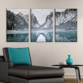 3 Panel Canvas Wall Art - Majestic Natural Landscape Triptych Canvas Series - Clear Waters in Summit Lake - Giclee Print Gallery Wrap Modern Home Art Ready to Hang - 16"x24" x 3 Panels