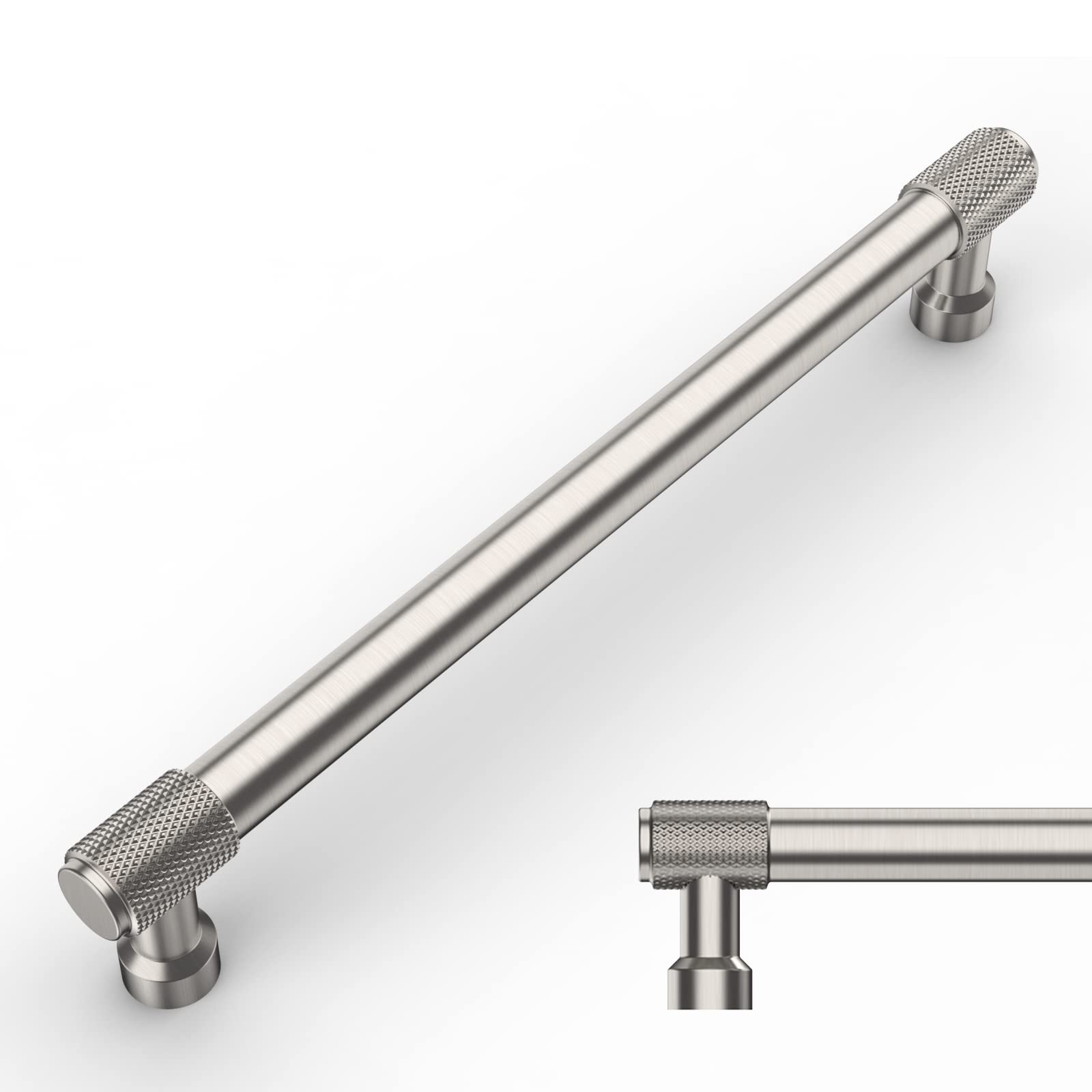 Amerdeco 10 Pack Brushed Satin Nickel Cabinet Pulls 160mm(6.3 Inch) Hole Center Cabinet Hardware Kitchen Cabinet Handles for Bathroom Drawer Pulls Dresser Pulls AM011
