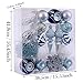 Valery Madelyn 70ct Winter Wishes Blue Silver Shatterproof Christmas Balls Ornaments,3.15inch-7.68inch /8CM-19.5CM,70 Pcs Metal Hooks Included,Themed with Tree Skirt(Not Included)