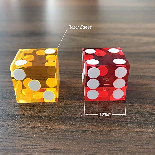 YH Poker Set of 5 Precision 19mm Seriallized Casino dice with Razor Edges and Corners(Green)