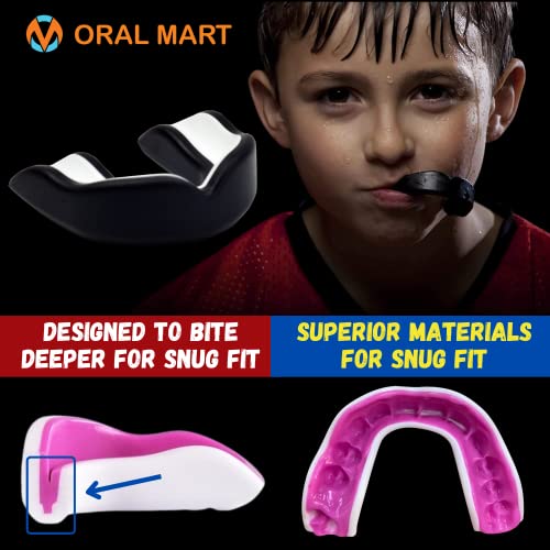 Oral Mart Black/White Youth Mouth Guard For Kids Youth Mouthguard For