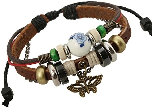 Flake Rain Unisex Vintage Personality Multilayer Ethnic Fusion Braided Multilayer Leather Bracelets C4