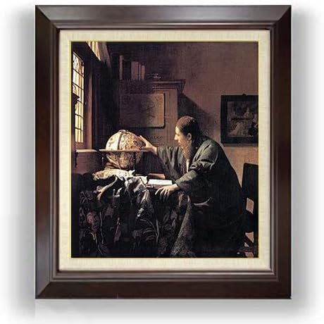 フェルメール ご注文で当日配送 天文学者 F10 油絵直筆仕上げ 絵画 10号 ブラウン額縁 複製画 675 601mm