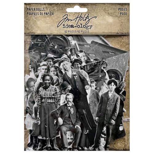 Tim Holtz Idea-ology Tim Holtz Iddeaology Paper Doll Poses, Black and White 62 Count
