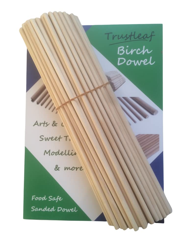 Trustleaf 6mm x 30cm Birch Hardwood Wooden Dowels (100 Dowels)