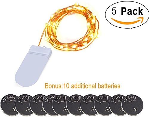 (5 Sets)Battery Powered Christmas Lights,7.78ft 20 LEDs Flexible Portable Copper Wire Lights Battery Operated, Christmas Home Decorative LED Lights,Extra Backup 10 pcs CR2032 Battery Available
