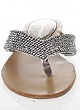 Kylie 09 Rhinestone Embellished Thong Flat Sandals Pewter