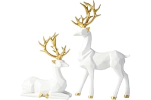 Toddmomy Nordic Style Origami Elk, 2Pcs Resin Elk Deer Statue Christmas Reindeer Figurines Reindeer Sculpture Home Office Chr