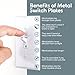 12-Pack LoGest Duplex 1-Gang White Wall Plates - Metal Steel - Home Electrical Outlet Cover - Port Replacement Receptacle - Faceplates Covers - Matching screws