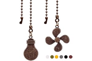 Akahttbn Ceiling Fan Chain Extender Set, 12 Inch Ornaments Extension Chains with Decorative Light Bulb and Fan Cord, Red Bronze