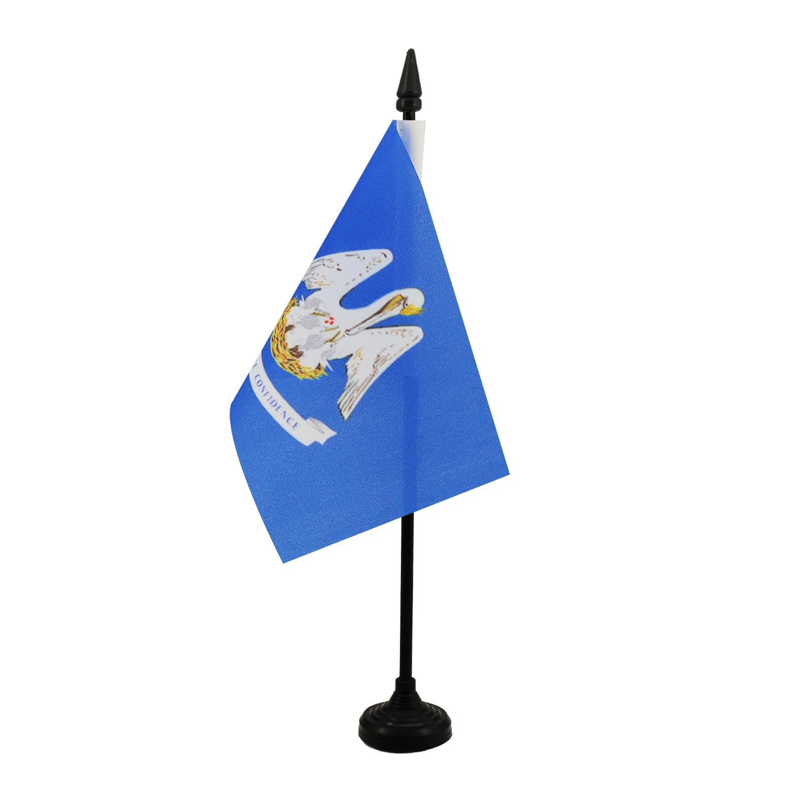 AZ FLAG - Louisiana Table Flag 4'' x 6'' - US state of Louisiana Office Mini Banner 100% Polyester 15 x 10 cm - Mini Desk Flag with 10'' Pole and Black Plastic Base