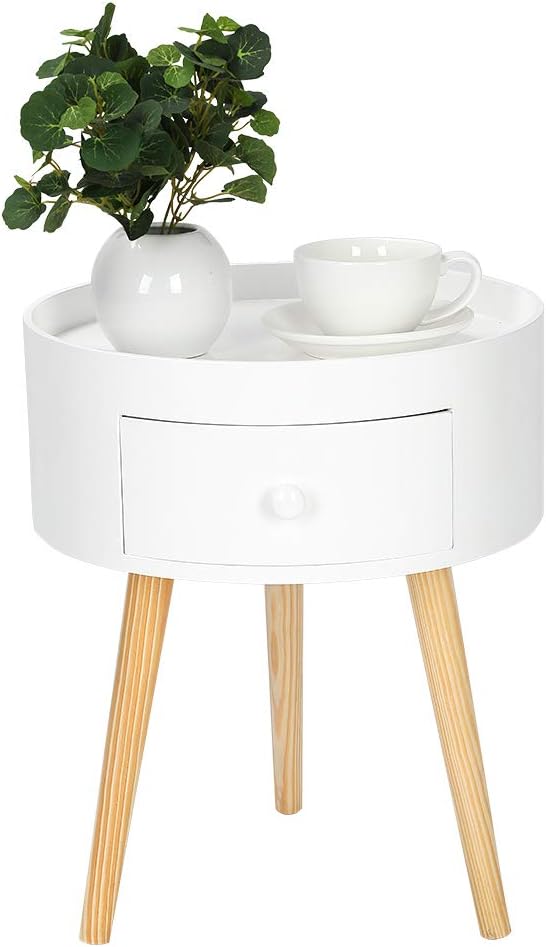 Best Round White End Table With Drawer