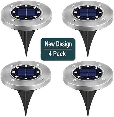 Bottalive Solar Ground Lights, Waterproof Solar Garden Light, Outdoor Solar Lights for Lawn Pathway Yard Driveway Patio Walkway Pool Area, White, Work Time 8-10 hour (4 Pack) (White-A)
