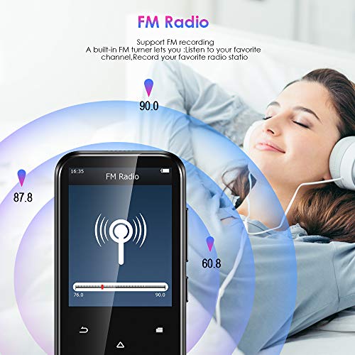 MP3 Player with Bluetooth 16GB Gueray Lossless Sound 2.4 Inch Screen MP3 Music Player Built-in Speaker FM Radio Metal Touch Button Running Sport Voice Recorder Video E-Book TF Card up to 128GB
