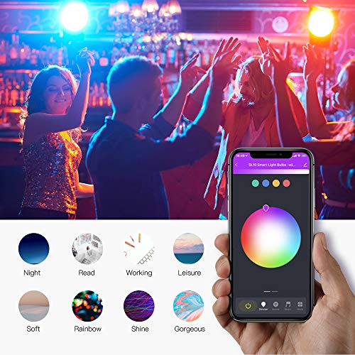 Smart Bulb 4 Pack, Treatlife Color Changing Light Bulb Dimmable Multicolor and White LED Bulb, Works with Alexa, Google Home, A19 E26 9W (60W Equivalent) 800 Lumen, No Hub Required, Smart Home Lights