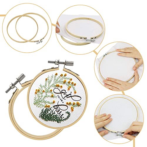 BigOtters 12PCS 3 Inch Embroidery Hoops Set, Bamboo Circle Cross Stitch Hoop Ring Tiny Embroidery Hoop Mini Embroidery Hoop Bulk for DIY Art Craft Handy Sewing