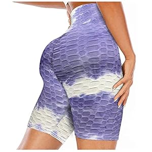 Binggong Sportshorts voor dames, Honeycomb Ruched Booty Shorts Hoge Taille Yoga Broek Sexy Tight Leggings Push Up Gym…