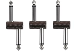 Rayzm Guitar Pedal Patch Connector, 6.35mm (1/4") Effect Couplers, Male to Male Offset Plug Adaptor for Pedal-Board Instead of Patch Cable, Pack of 3