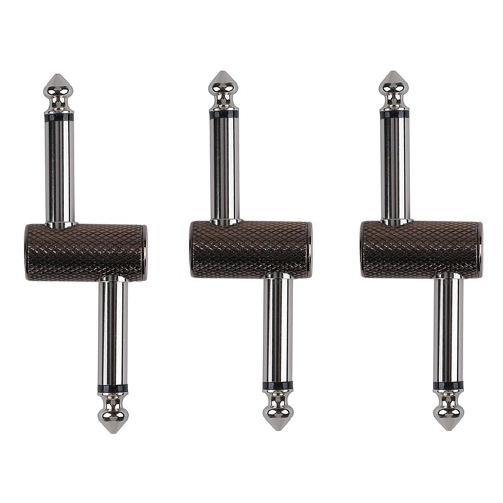 Rayzm Guitar Pedal Patch Connector - 6.35mm (1/4") Effect Couplers, Male to Male Offset Plug Adaptor for Pedal-board Instead of Cable - Pack of 3